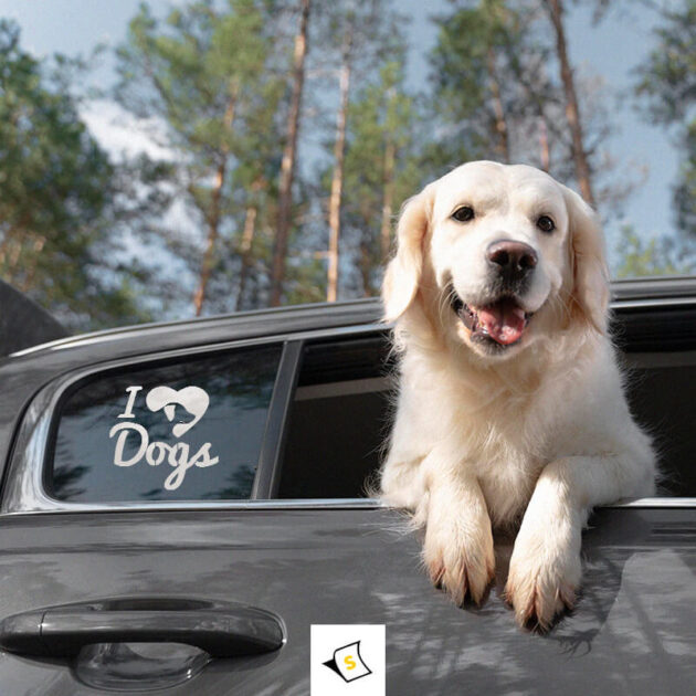 Стикер за кола - I love Dogs