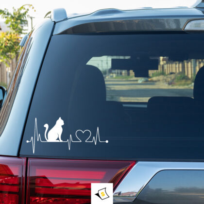 Стикер за кола - Обичам котки 02