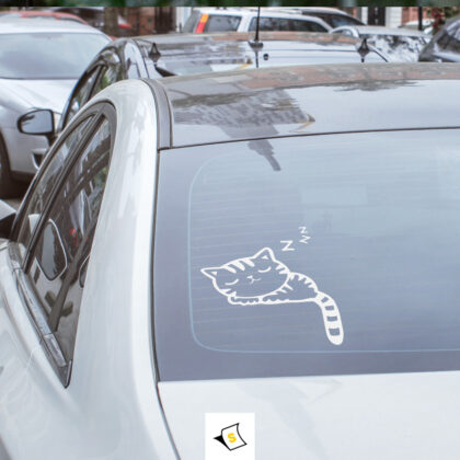 Стикер за кола - Спящо коте