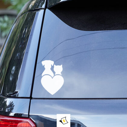 Стикер за кола - Куче и Котка