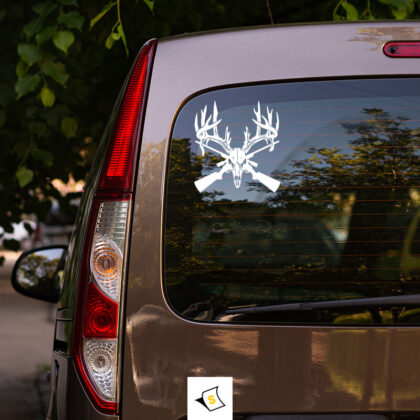 Стикер за кола - Пушка с череп на елен