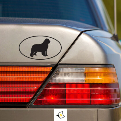 Стикер за кола - Нюфаундленд Стикер за кола с изображение на Нюфаундленд, изработен от издръжлив винил, устойчив на атмосферни условия и UV лъчи. Лесен за нанасяне, идеален за показване на любовта ви към тази порода.