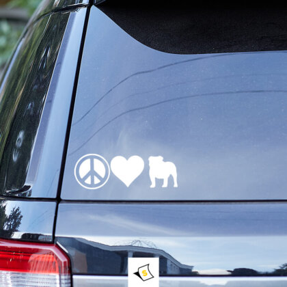 Стикер за кола - Английски Булдог, симпатична и забавна декорация, която подчертава любовта към породата. Перфектен за феновете на животните, изработен от устойчиви материали.