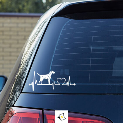 Стикер за кола - Делматинец Стикер за кола с изображение на деламтинец, изразяващ любовта към породата. Дизайнът е ярък и привлекателен, съчетаващ характерни черти на кучето. Изработен от висококачествени, водоустойчиви материали, стикерът е създаден да издържа на атмосферни условия и да придаде индивидуалност на вашия автомобил.