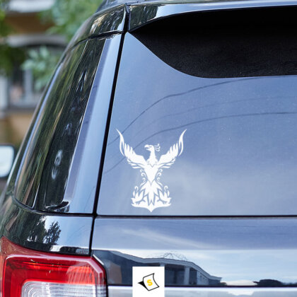 Стикер за кола - Фантастична птица Феникс Стикер за кола с изображение на красив феникс, изобразен в ярки цветове. Символизиращ възраждане и трансформация, този елегантен дизайн добавя уникалност и стил на вашия автомобил. Изработен от устойчиви материали, стикерът е идеален за хора, които искат да изразят своята индивидуалност.