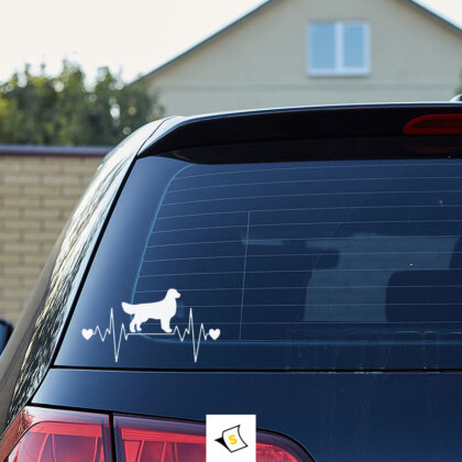 Стикер за кола - Голдън Ретривър Любов Стикер за кола с изображение на голдън ретривър, символизиращ любов и привързаност към любимото куче. Идеален за любителите на породата.