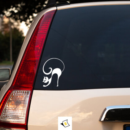 Стикер за кола - Извиващо се Коте Стикер за кола с изображение на извиващо се коте. Забавен и сладък аксесоар, който показва любовта към котките и вдъхва живот на вашето возило!