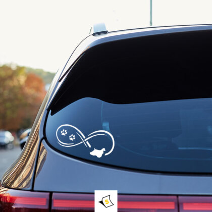 Стикер за кола - Куче Кокер Шпаньол Лапичка Стикер за кола с изображение на лапичка и куче от порода Кокер Шпаньол, който придава индивидуалност и стил на автомобила любителите на кучета.
