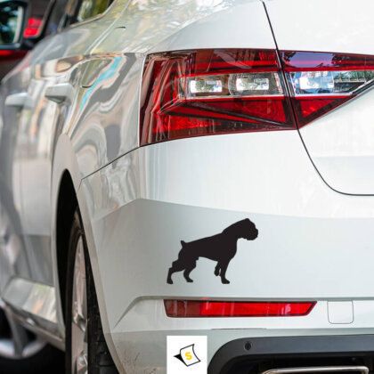 Стикер за кола - Куче Боксер Дизайнът подчертава игривия и лоялен характер на боксерите, което го прави идеален за собственици на порода, които искат да покажат любовта си към своите четириноги приятели. Стикерът е изработен от висококачествени материали и е лесен за нанасяне.