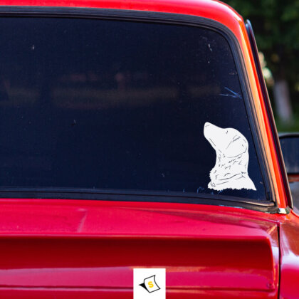 Стикер за кола - Глава на Лабрадор, с ярък и забавен дизайн, идеален за феновете на породата. Перфектен начин да изразите любовта си към тези дружелюбни и игриви компаньони.