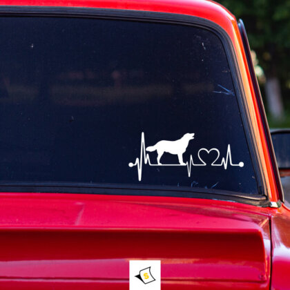 Стикер за кола - Лабрадор Любов, с ярък и забавен дизайн, идеален за феновете на породата. Перфектен начин да изразите любовта си към тези дружелюбни и игриви компаньони.