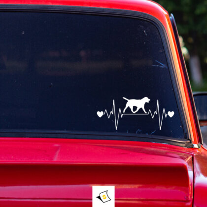 Стикер за кола 'Обичам Лабрадори!' с ярък и забавен дизайн, идеален за феновете на породата. Перфектен начин да изразите любовта си към тези дружелюбни и игриви компаньони.