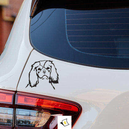 Стикер за кола - Куче Чарлз шпаньол Стикер за кола с изображение на куче Чарлз шпаньол. Идеален за всички любители на тази порода, той добавя персонален щрих и показва вашата обич към кучетата. Перфектен за украса на автомобила и изразяване на вашата стилна индивидуалност.