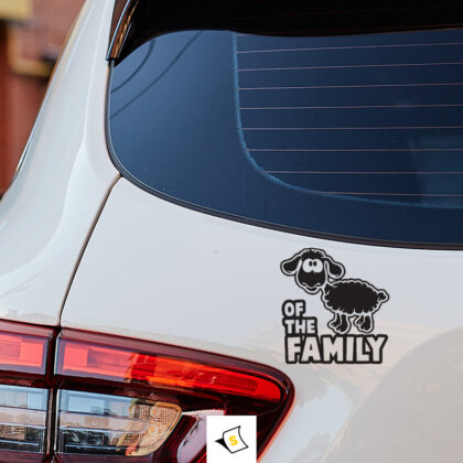 Стикер за кола - Черната овца в семейството Стикер за кола с надпис 'Черната овца в семейството', със забавен и ироничен стил. Идеален за тези, които обичат да придават индивидуалност на своето превозно средство и да се отличават от тълпата.